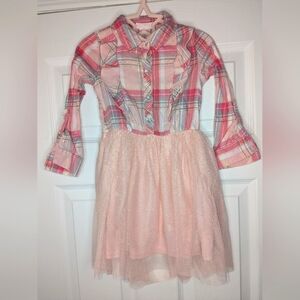 Little Lass 5 Pink Plaid Sparkle Sequin Tutu Dress.